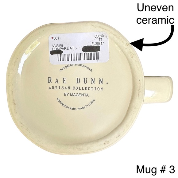 Rae Dunn TEA Mug White Teal Interior Black Large Letter Dimples NWT 2017 OG - Picture 9 of 13